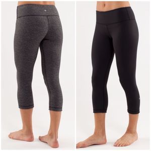 Lululemon Reversible Wunder Under Crop (Black / Wee Stripe Heathered Black) - 4